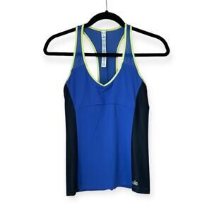 Alo Yoga Tank Top Blue Black Neon Size S
